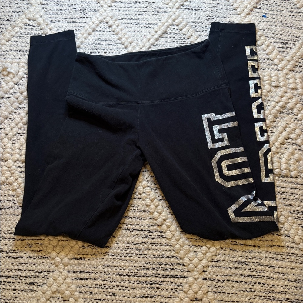 PINK Victoria's Secret Black Leggings with Silver Graphics